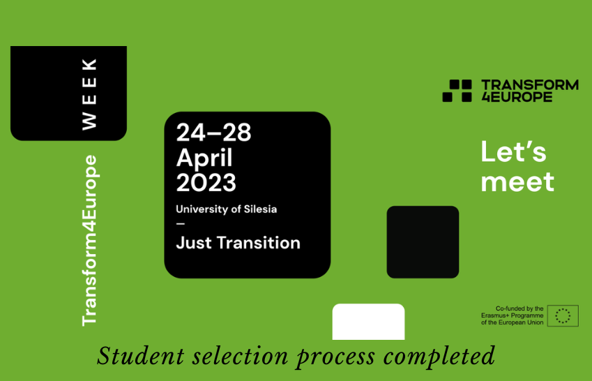 Mobility week selection procedure in T4EU week “Just Transition” – University of Silesia